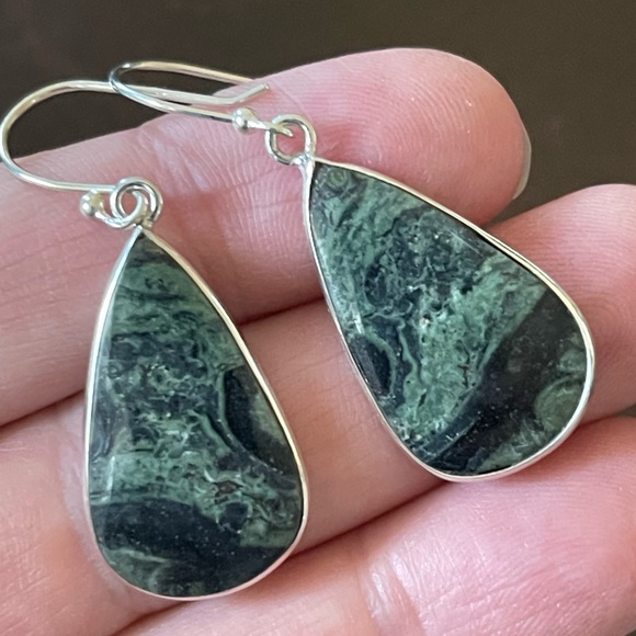 Star galaxy Jasper sterling silver earrings - Picture 4 of 5